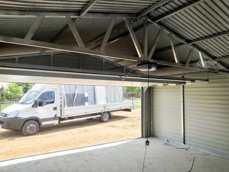 GARAŻ BLASZANY 6m X 6m Brama Segmentowa Automat Drzwi Rynny GB311