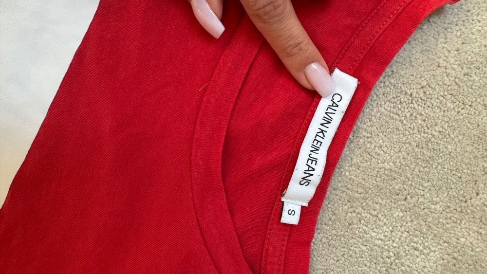 Calvin Klein jeans koszulka T-shirt red czerwona S