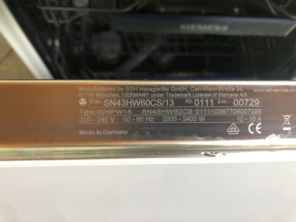 Посудомийна машина SIEMENS SN43HW60CS Wi-Fi 1/2 зав. 2022 рік Germany
