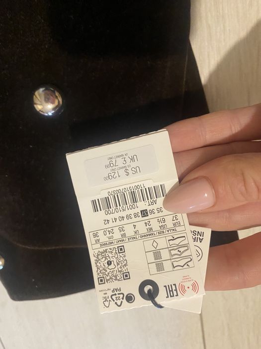 Оксамитові черевіки zara, коричневі сапожки зара