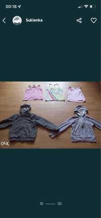 Jesienna kurtka + bluza +3 bluzki _zestaw paka dla dziewczynki 6-8 lat