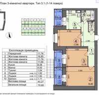 Продам 3к квартиру 71м2, 1 дом, ЖК Чаривне мисто, м. Красный хутор