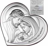 Srebrny Obrazek z Grawerem Święta Rodzina Serce Pamiątka Ślubu