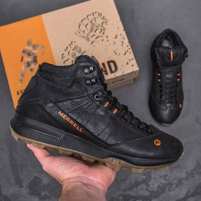 Кросівки чоловічі зимові шкіряні на хутрі Merrell GQ 40-45р Black Brow