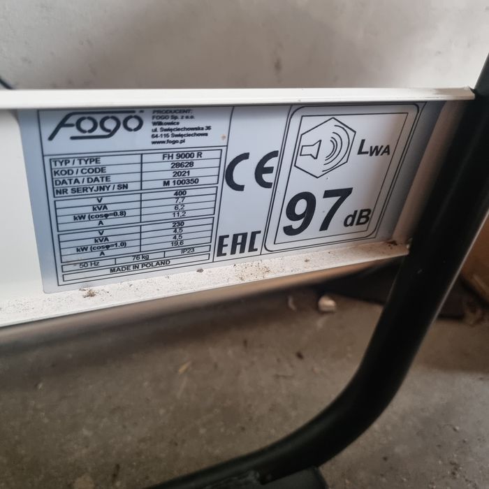 Agregat prądotwórczy FOGO FH9000R 6,8kW 400V STAB. AVR Honda
