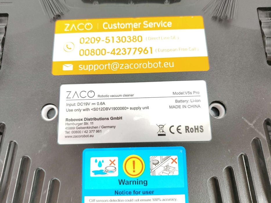 ZACO V5sPro z funkcją mopowania, automatyczne odkurzanie, bezworkowy