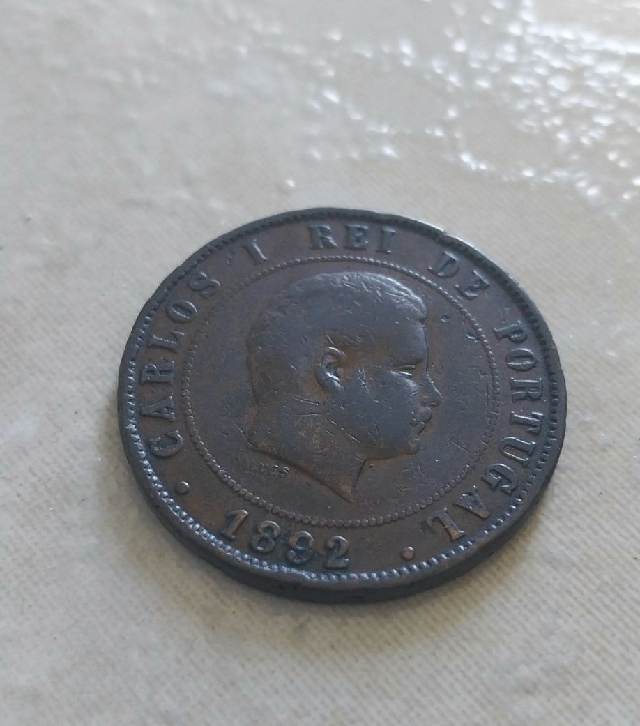 Moeda antiga portuguesa 20 reis de 1892