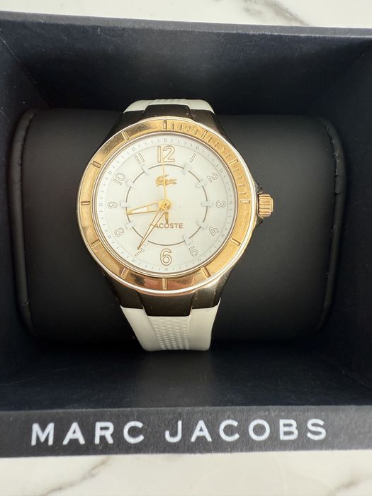 Lacoste zegarek damski biało złoty silikonowy pasek