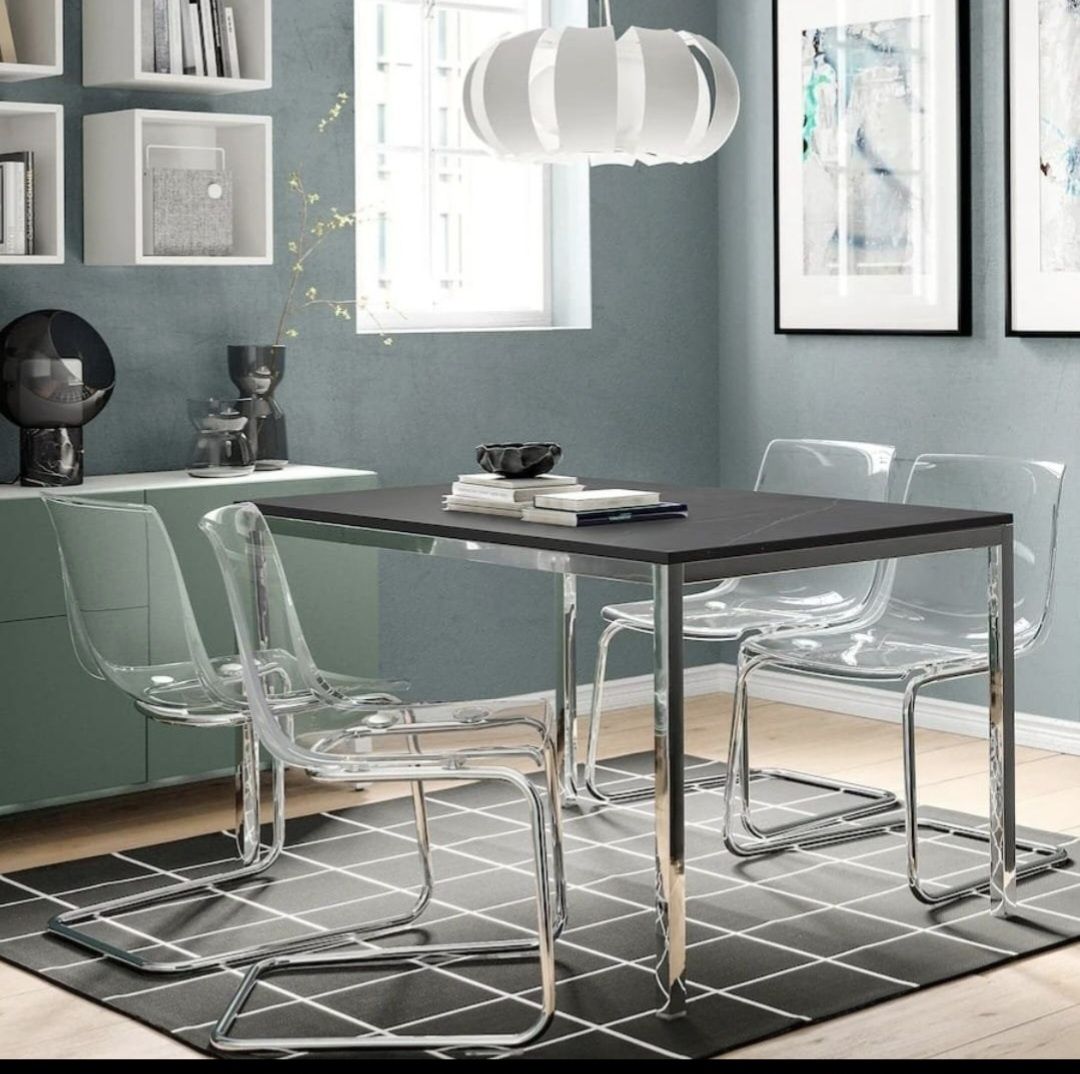 Mesa de vidro preto Torsby