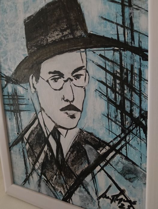 Quadro original e único de autor. Tema:: Fernando Pessoa