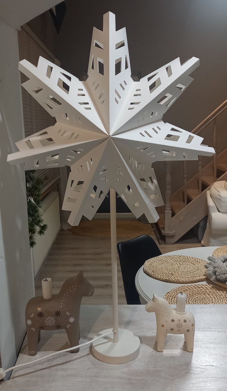 Ikea Stråla klosz lampy śnieżynka 48cm gwiazda