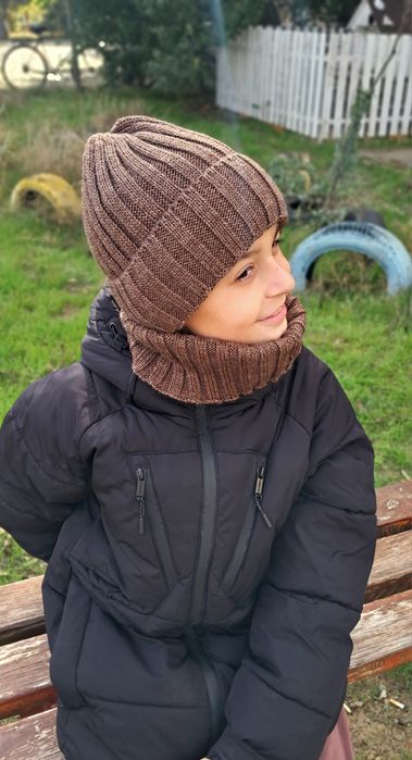 Комплект для хлопчика шапка та хомут зимовий