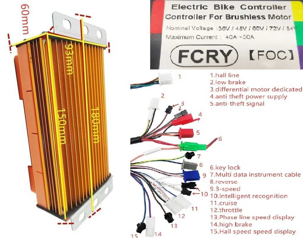 Синусный контроллер wxbull foc 36v 48v 60v 72v 84v 500w-1000w+ ручка
