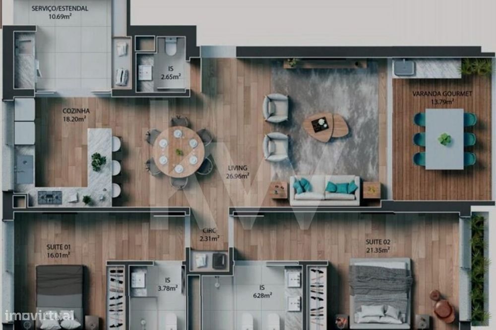 T2 de Luxo com Garagem, Terraço, Piscina e Ginásio - Construção Nova