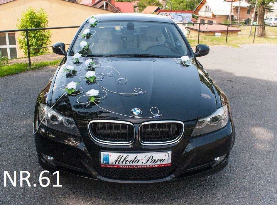 BIAŁE RÓŻE Dekoracja ślubna na samochód ozdoba na samochód Nr. 061