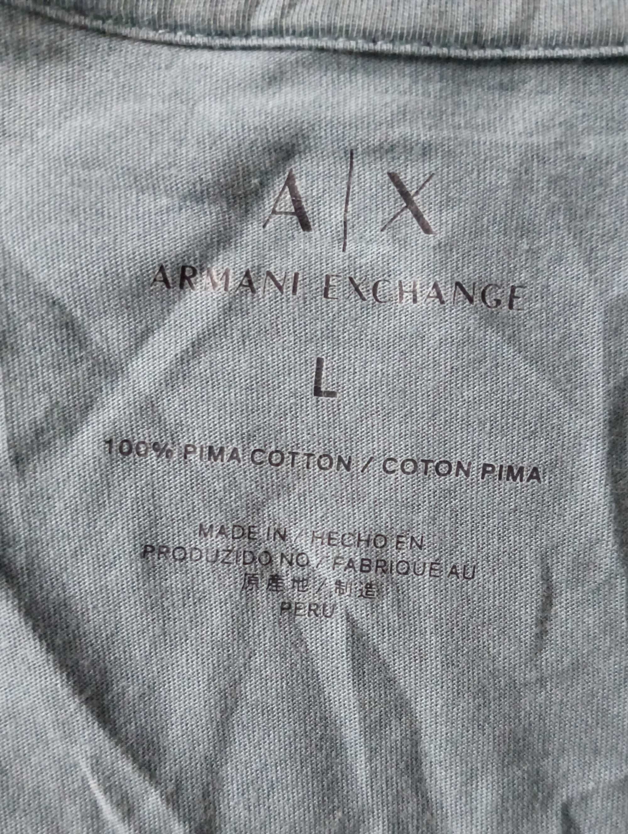 Koszulka Armani Exchange L basic turkusowa długa oversized damska