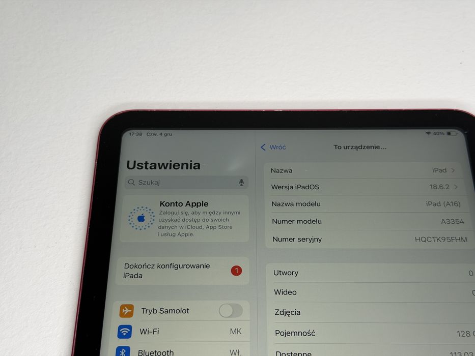 iPad 11. gen. 128GB (A3354) - faktura VAT 23%