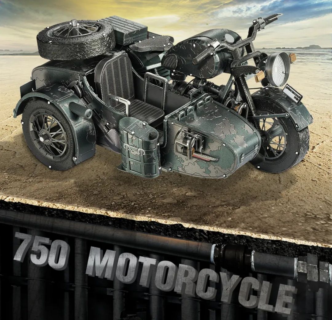 Конструктор металлический 3D пазл Мотоцикл с коляской "К-750"