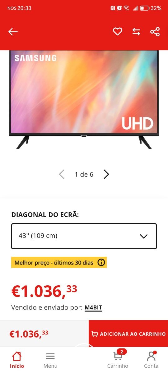 TV Samsung  model: UE43RU7025K