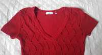 Czerwony ciepły sweter wełniany tunika C&A