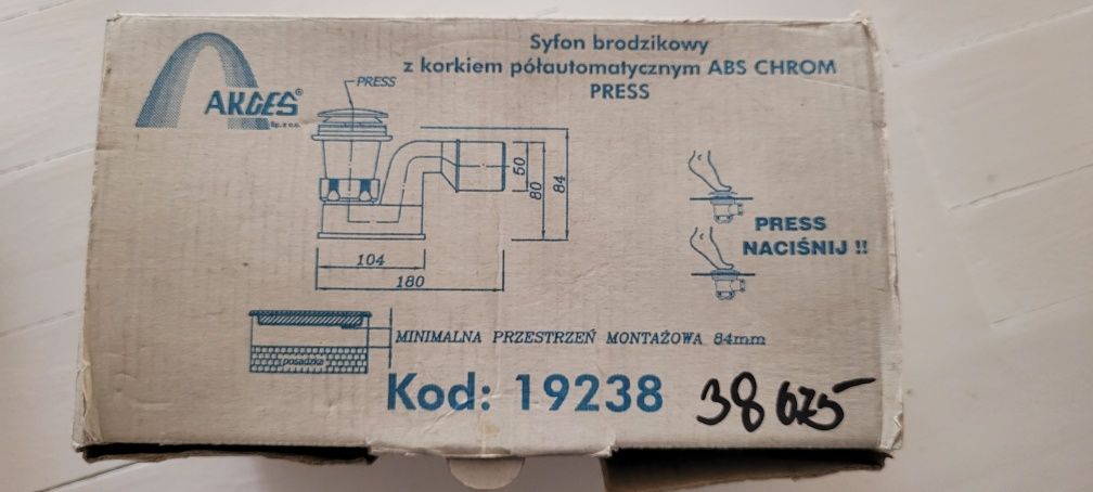 Syfon brodzikowy 50 z korkiem klik klak