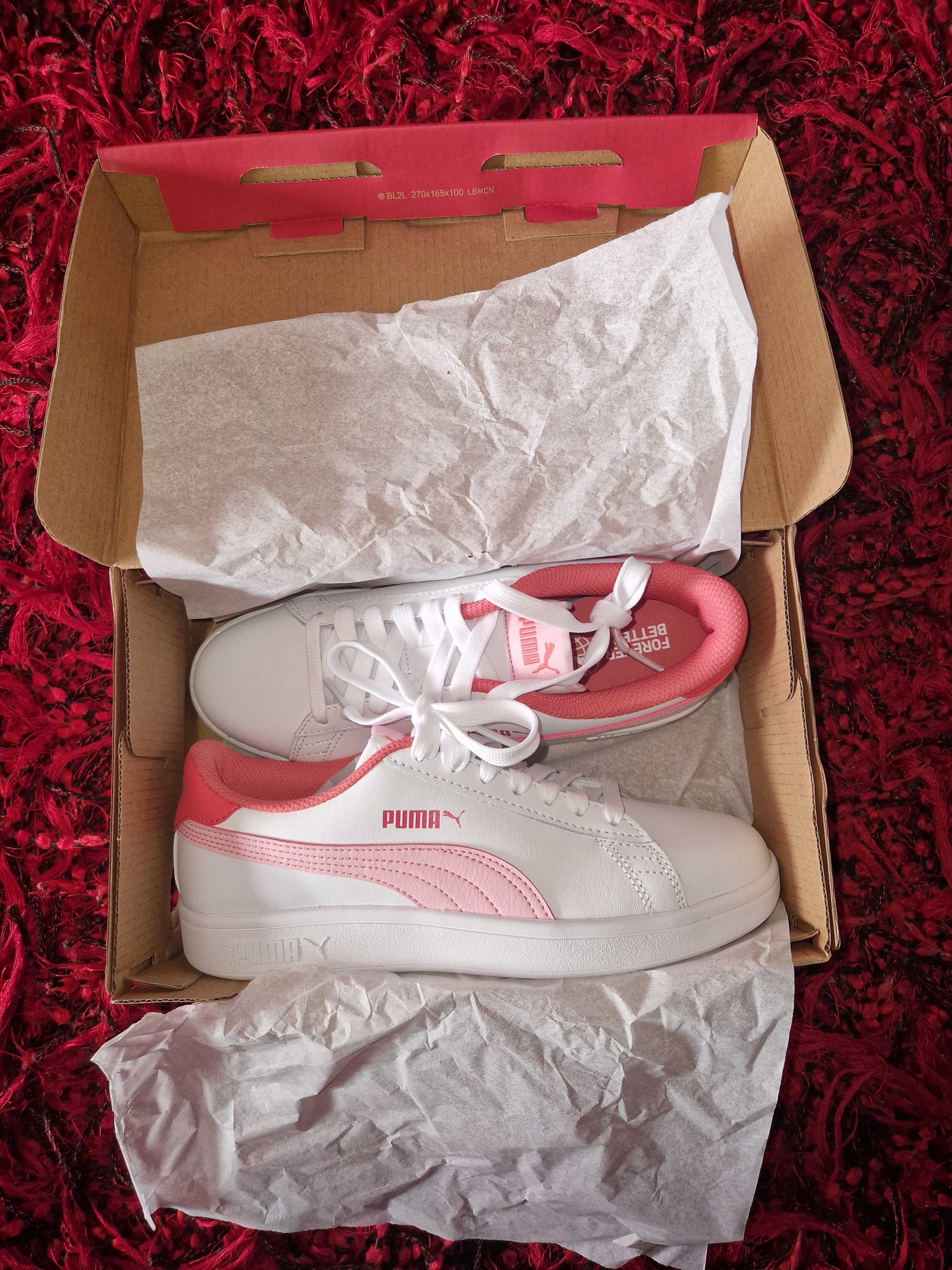 PUMA Smash V2 Branco Rosa Salmão 37.5 / 38 / 38.5