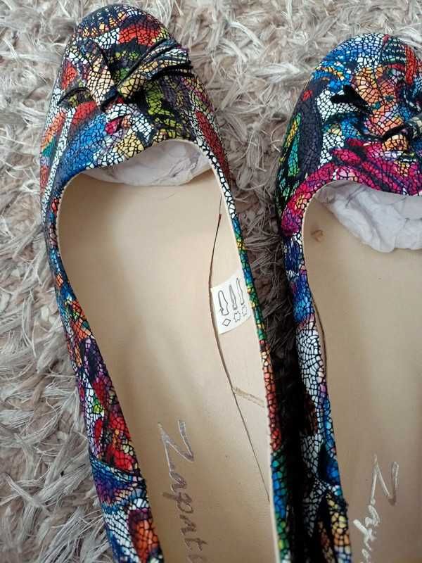 Balerinki zapato lordsy półbuty kwiaty motyle r. 39