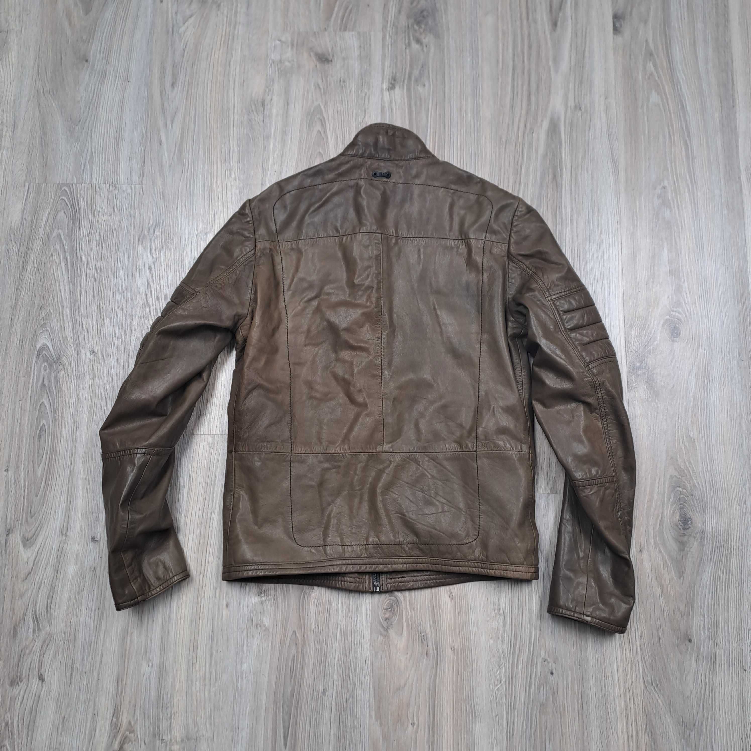 męska skórzana kurtka G Star RAW Leather MFD Biker Jacket S-M 
brązowy