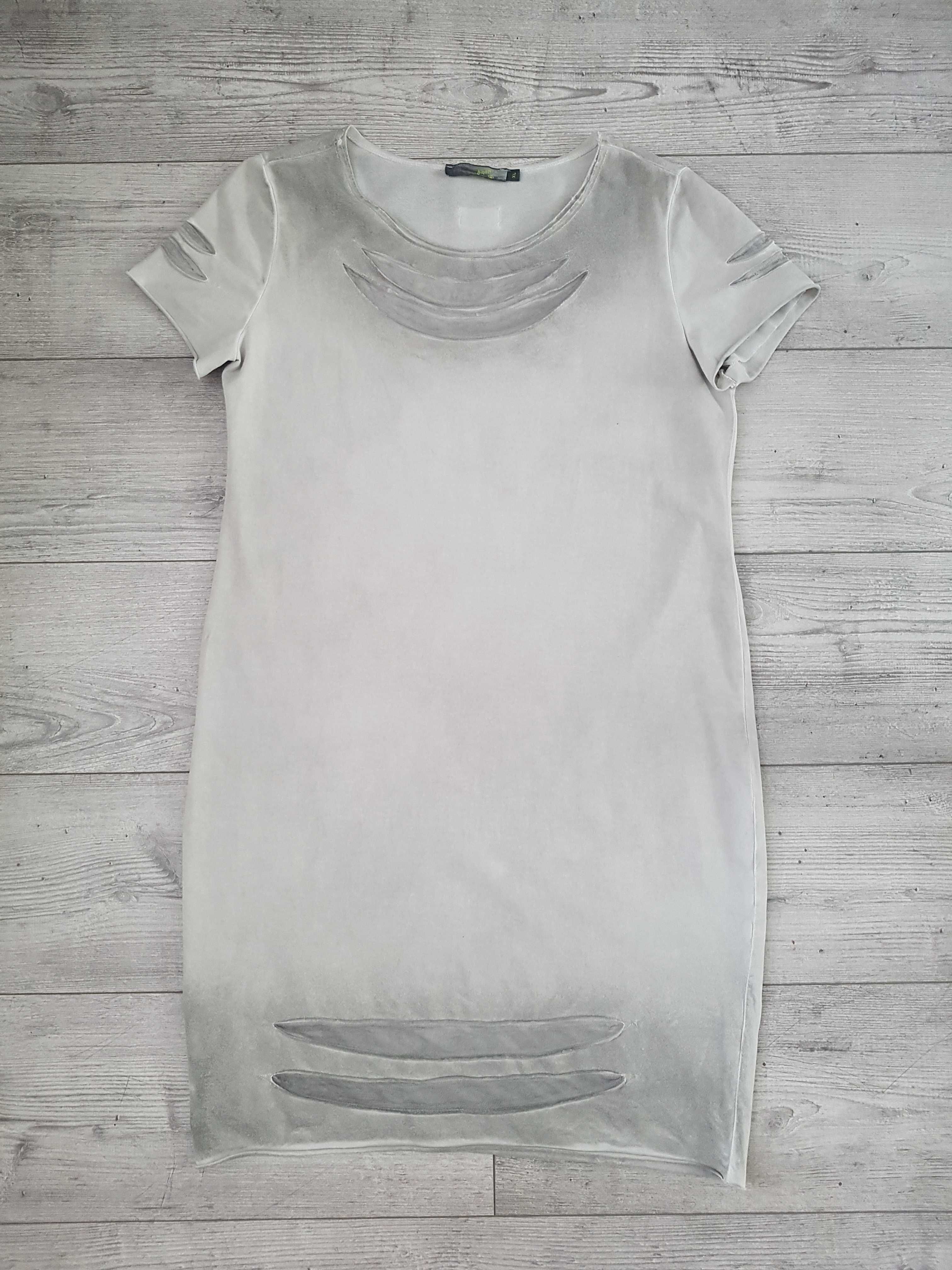Bastet Szara sukienka dekatyzowana z siateczką XL