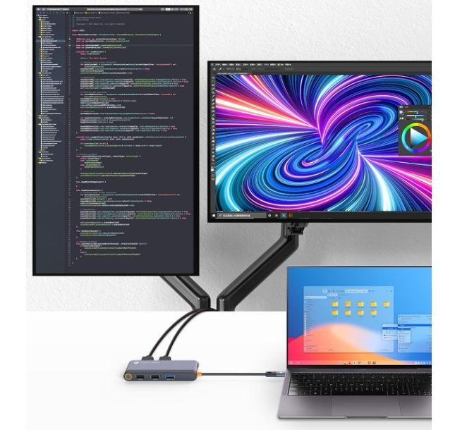 NOVOO USB C HUB podwójny adapter  6W1 HDMI 4K KONCENTRATOR 980