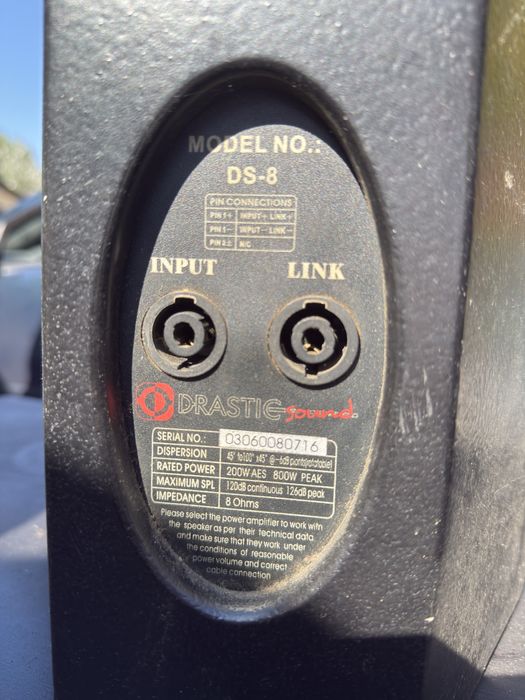 Colunas drastic model DS 8 200W AES 800W PEAK