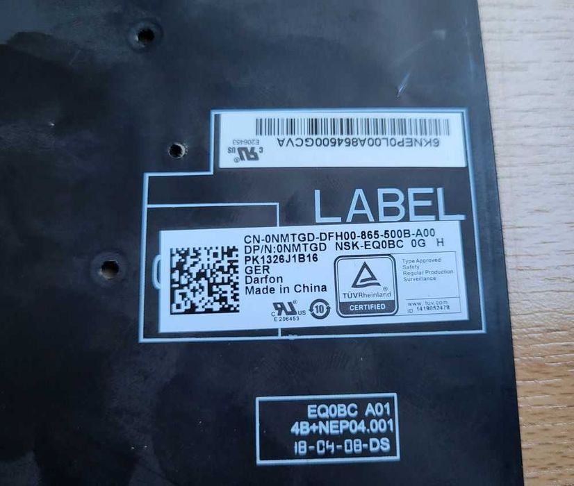 Teclado Dell Precision 7730, 7530, 7540, 7740, GER