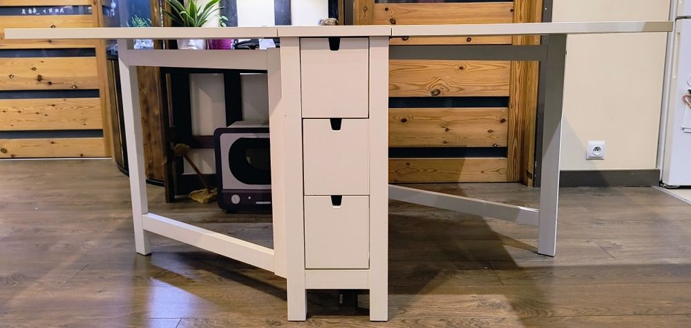 Stół biały Norden IKEA z szufladami składany
