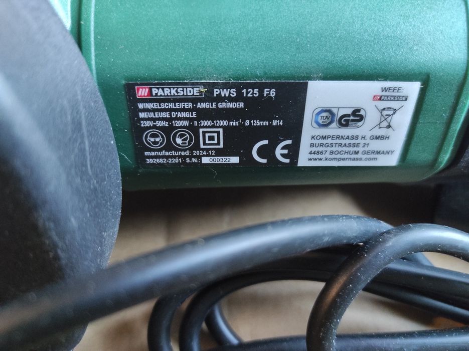 Szlifierka kątowa parkside 1200watt, regulacja obrotów