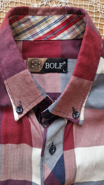 Koszula męska Bolf w kratkę z długimi rękawami