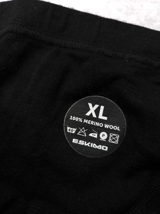 ESKIMO Merino Wool Getry Spodnie Termiczne Męskie Czarne XL