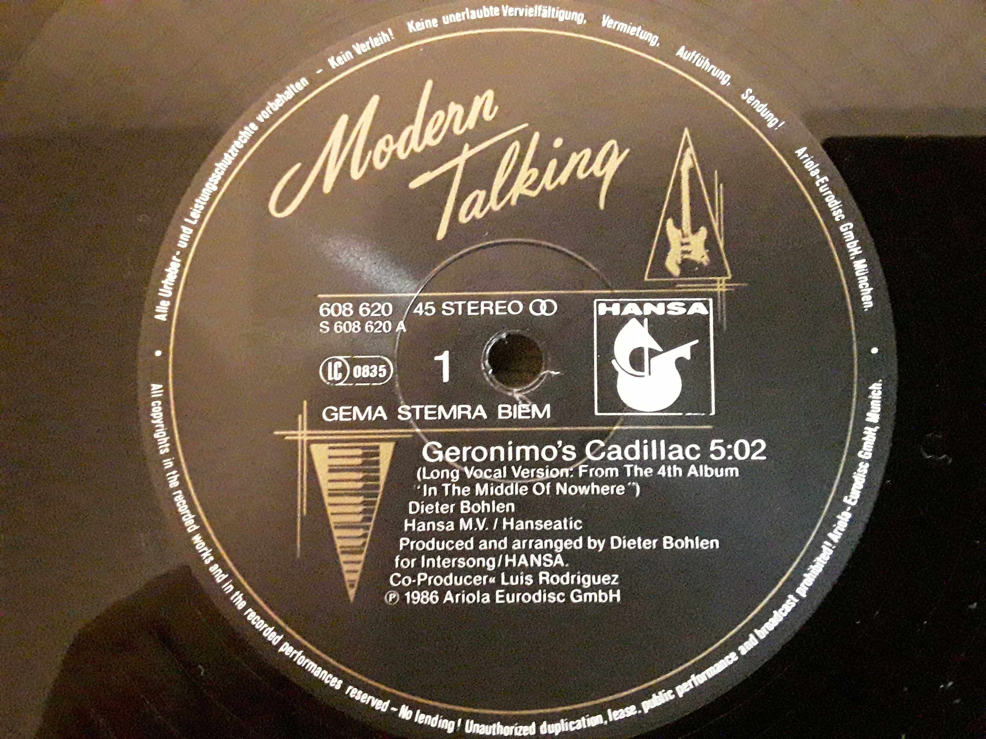 Виниловая пластинка Modern Talking  Geronimos Cadillac  1986 г.