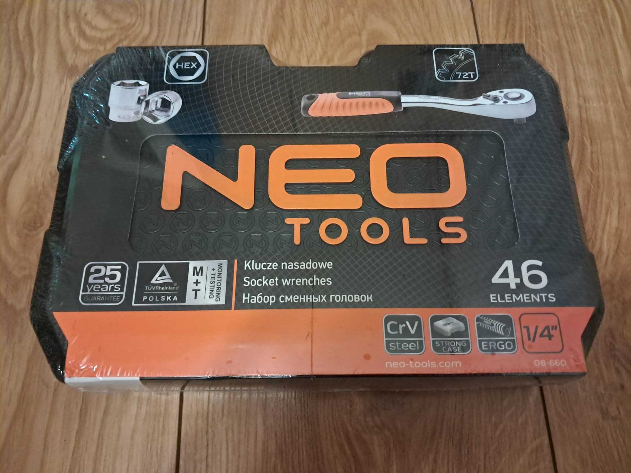 Zestaw kluczy nasadowych NEO-TOOLS 46 elementów, 08-660, Nowy