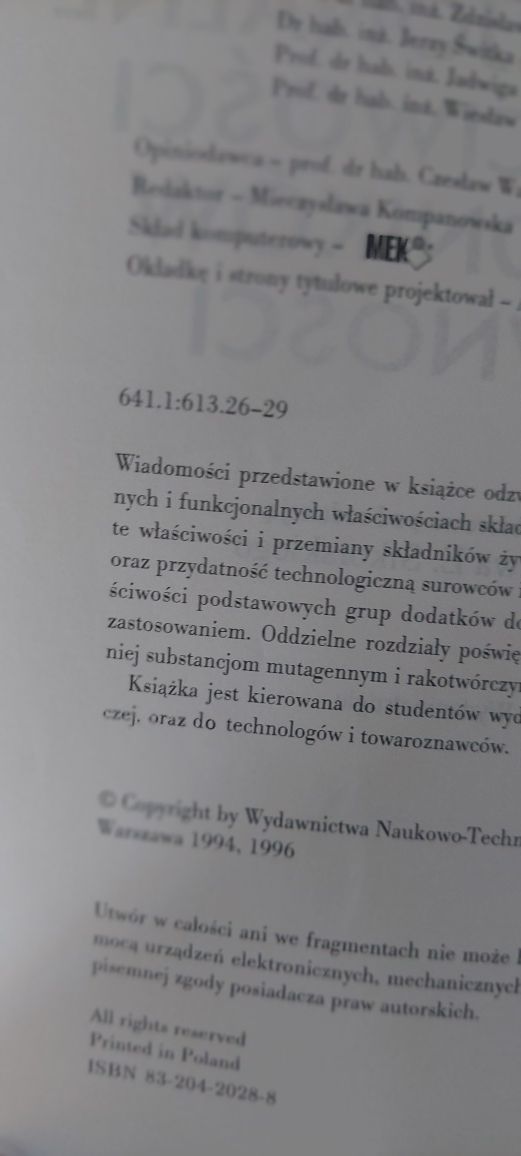 Chemiczne i funkcjonalne właściwości składników żywności jak nowa