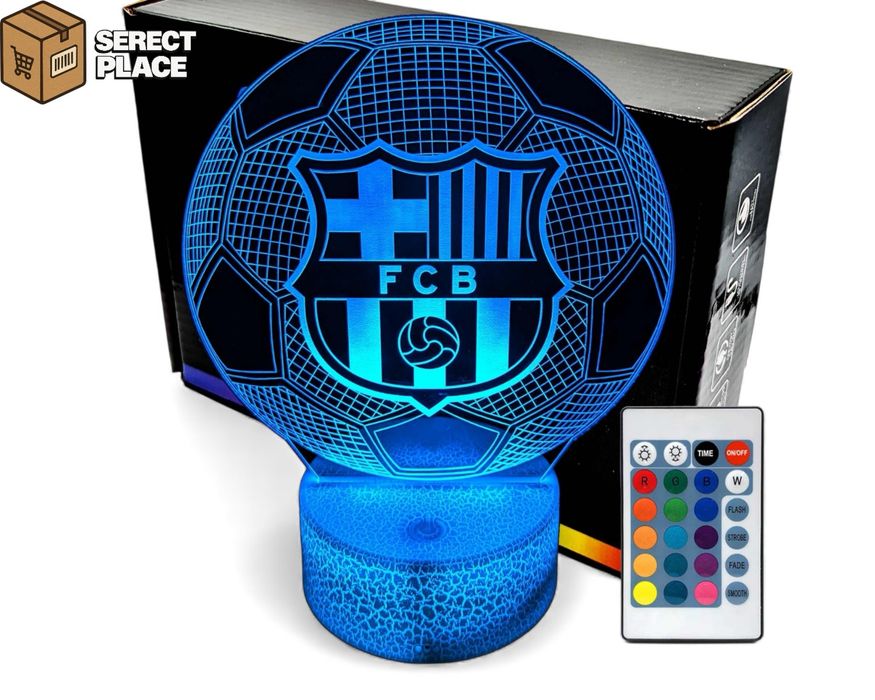 Lampka LED FC Barcelona 3D Piłka – 16 barw, pilot w zestawie