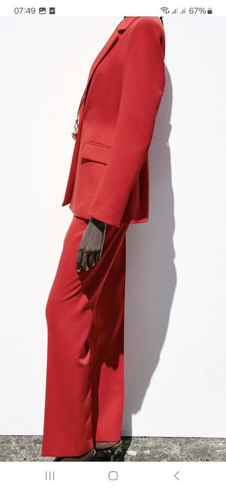 Zjawiskowy malinowy nowy garnitur Zara r.38