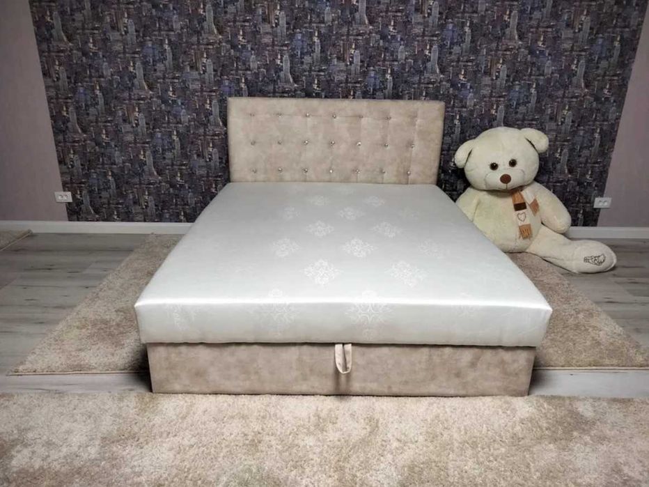 Кровать "Карина" Бисквитный, Одно-, Двоспальная. С матрасом. Ліжко