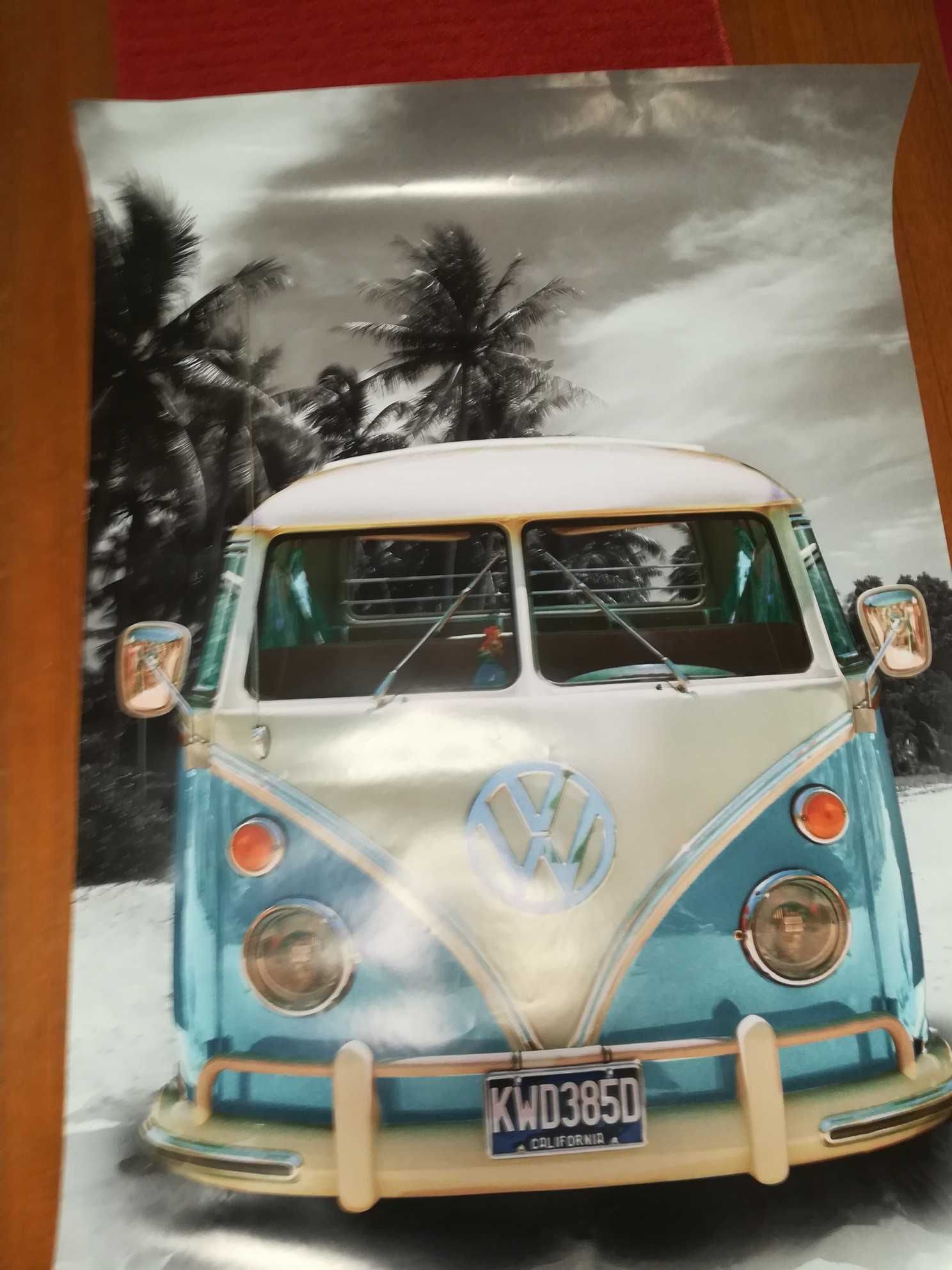 VW camper, plaża, plakat (60 x 90 cm)