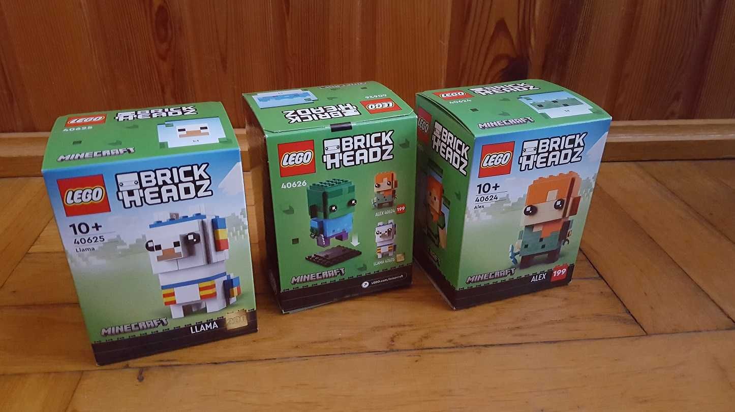 LEGO 3x BrickHeadz Minecraft - 40625 Lama + 40626 Zombie + 40624 Alex