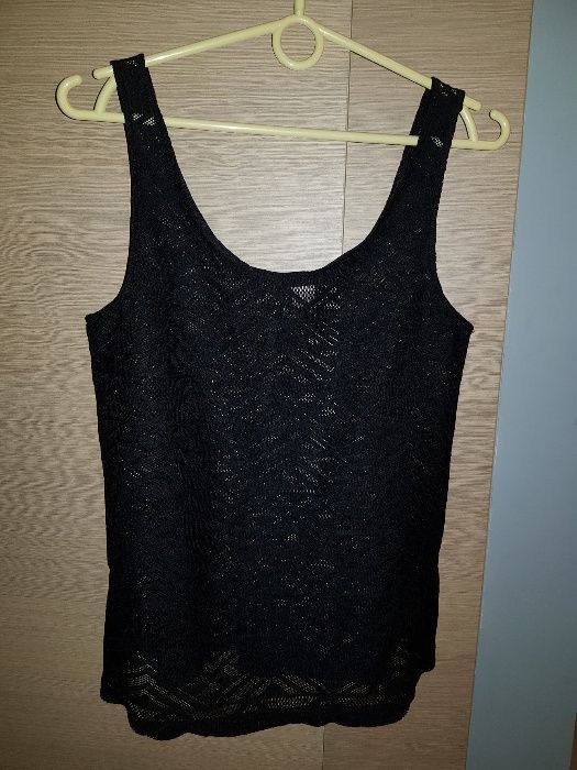 Koszulka top siatka koronka divided h&m czarna S 36