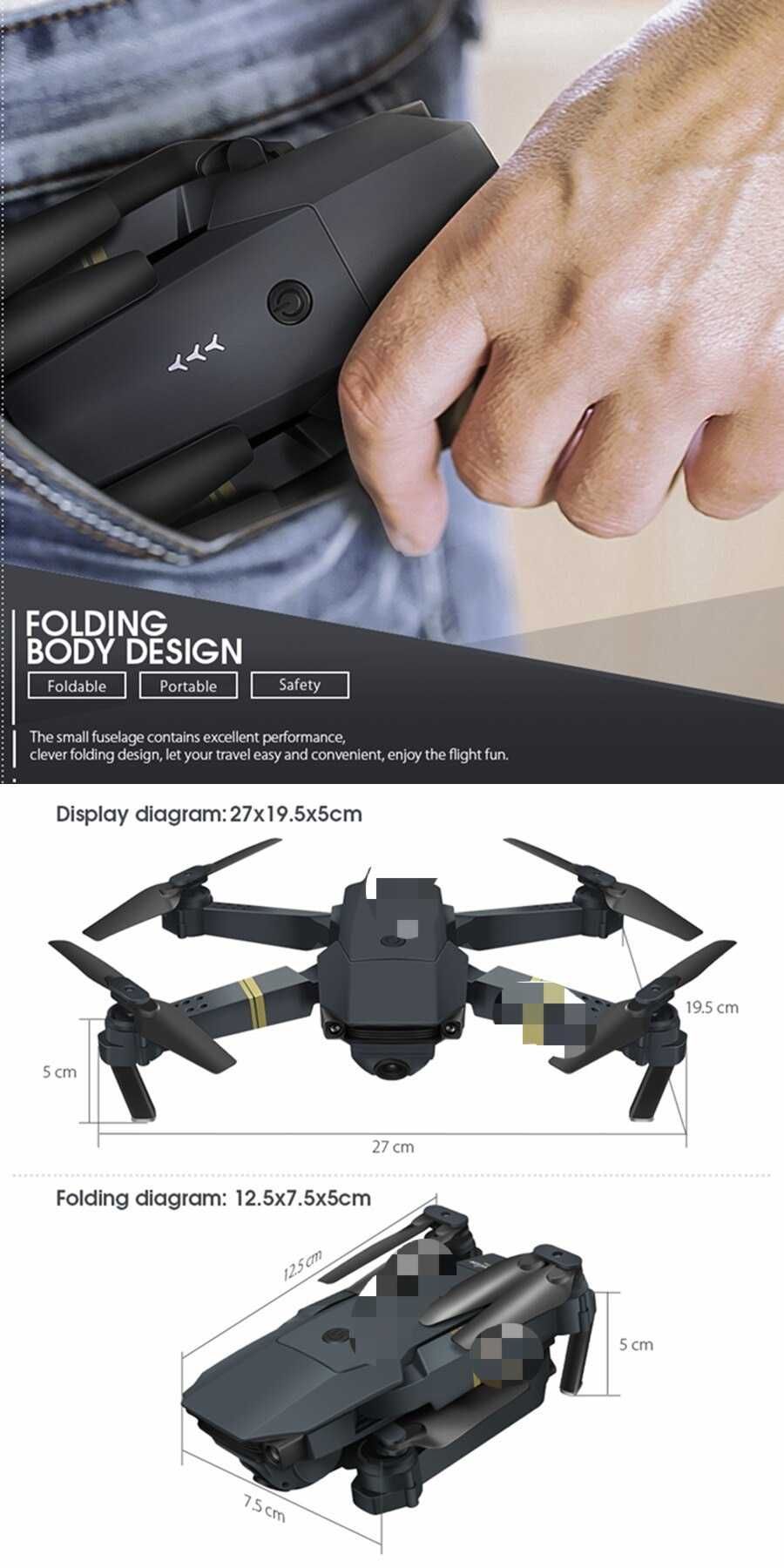 Drone com camara 1080p HD WIFI Quadcopter BATERIAS EXTRA NOVO