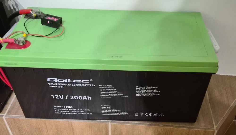 Qoltec Akumulator żelowy GEL | 12V | 200Ah | 59.5kg | Bezobsługowy