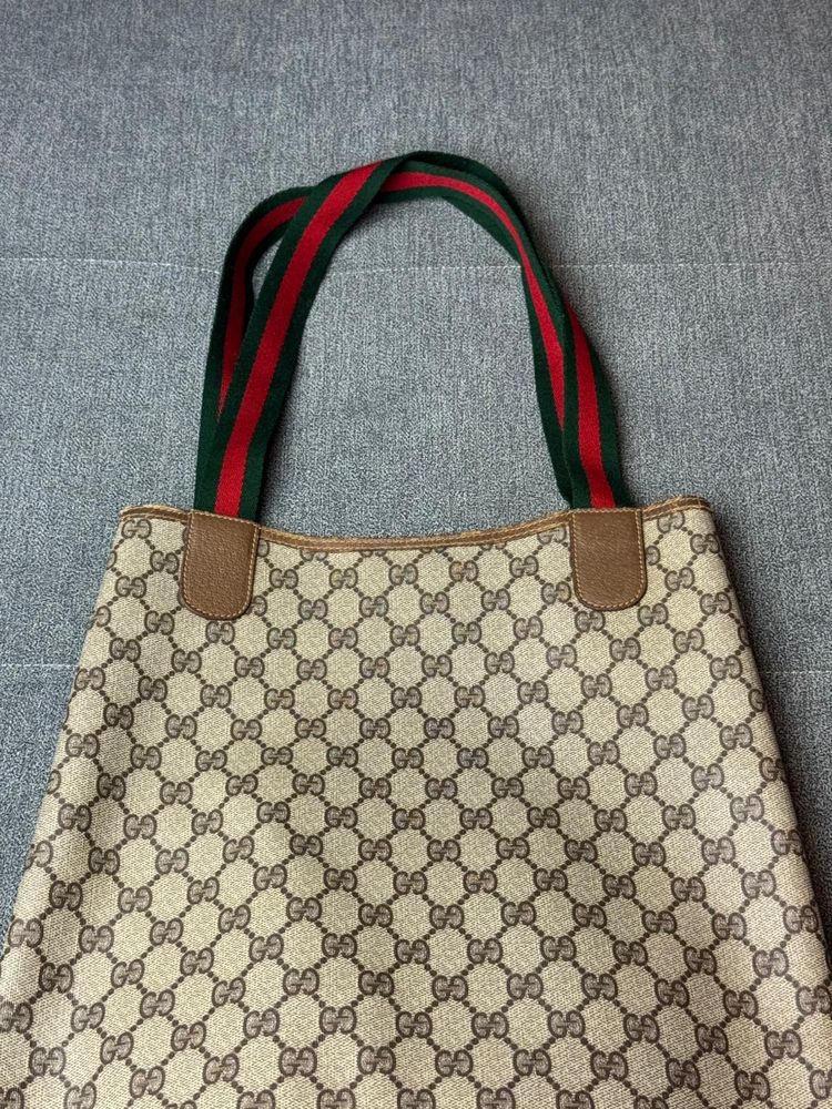 Gucci GG Supereme web sherry line tote bag