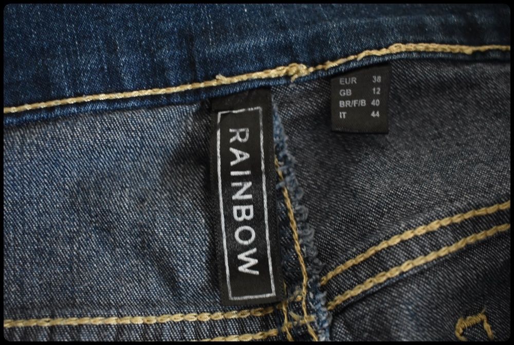 Rainbow spodnie jeansowe z przetarciami 38 M