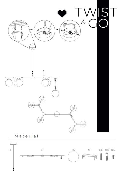 Candeeiro de teto com 6 bolas de vidro NOVO Sklum